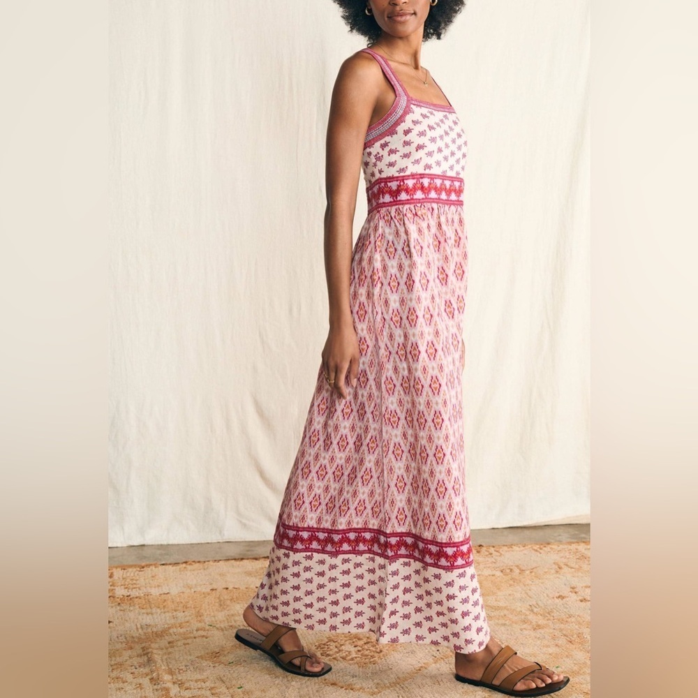 NWT Faherty Gracie Linen Maxi Dress Sz Large $298 MSRP - Picture 4 of 9